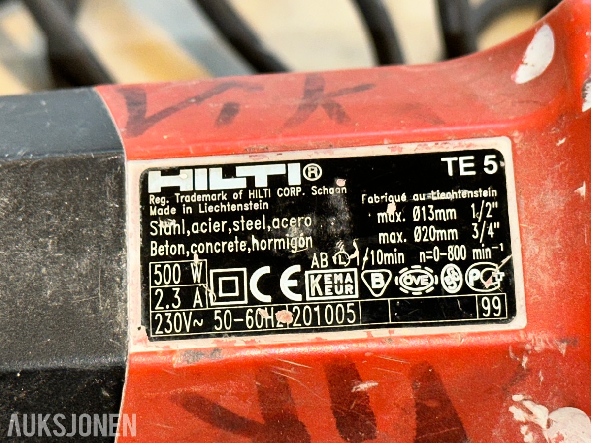 Hilti, DeWalt og Bosch 8 stk. bor-/kombihammere