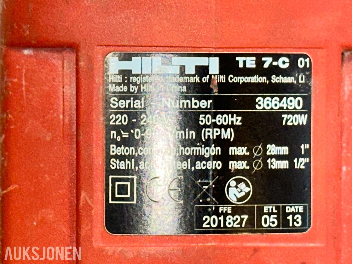 Hilti, DeWalt og Bosch 8 stk. bor-/kombihammere