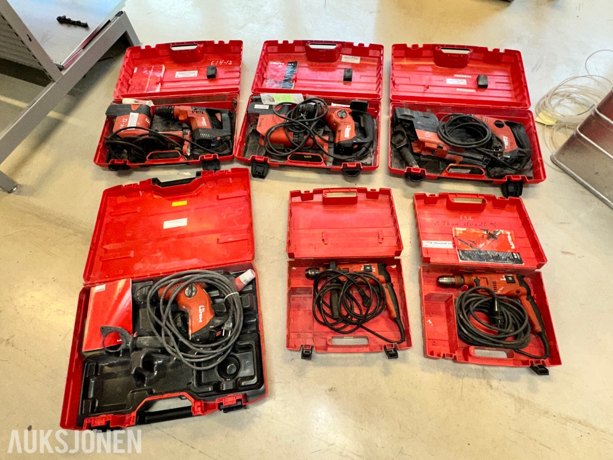 6 stk. Hilti bor-/kombihammere med kofferter
