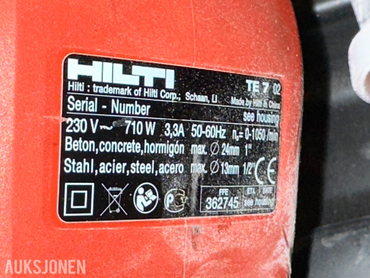 6 stk. Hilti bor-/kombihammere med kofferter