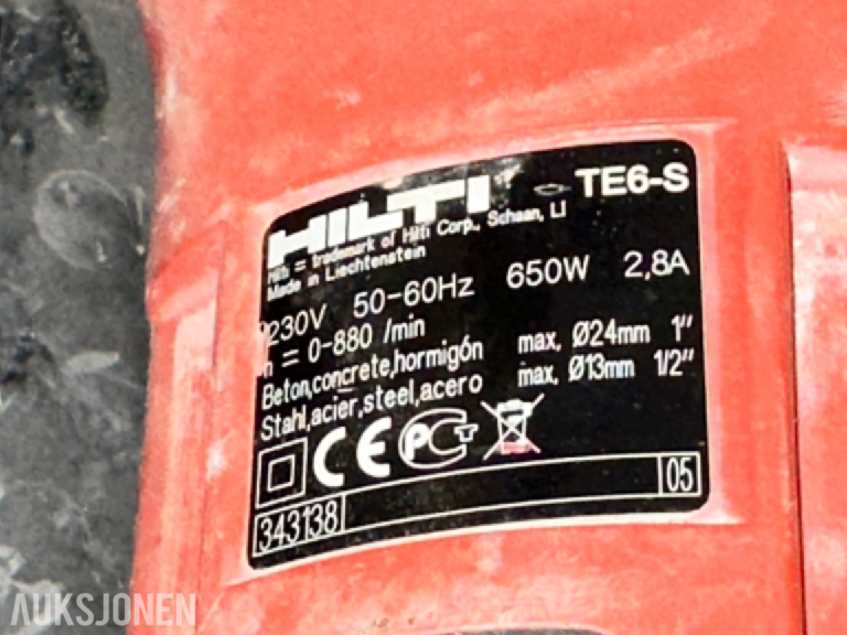 6 stk. Hilti bor-/kombihammere med kofferter
