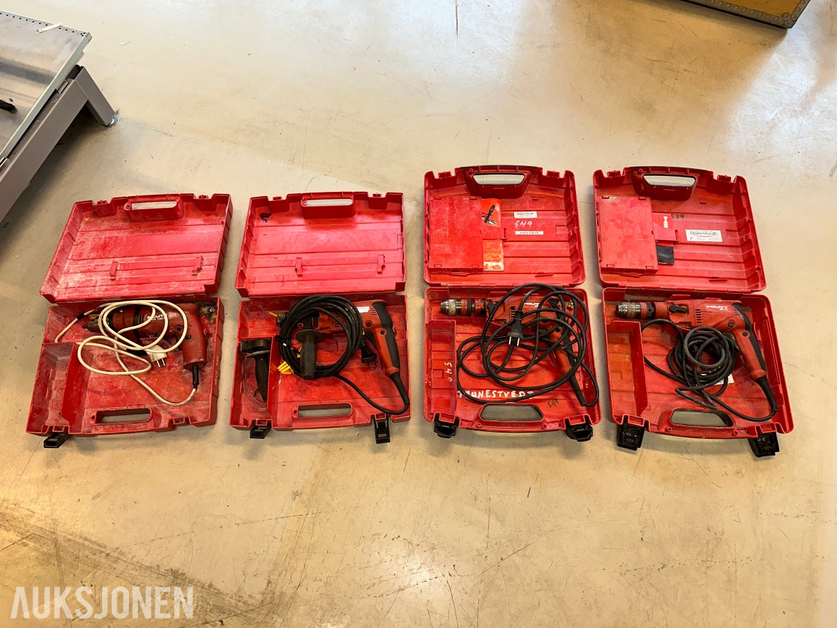 4 stk. Hilti boremaskiner med transportkofferter