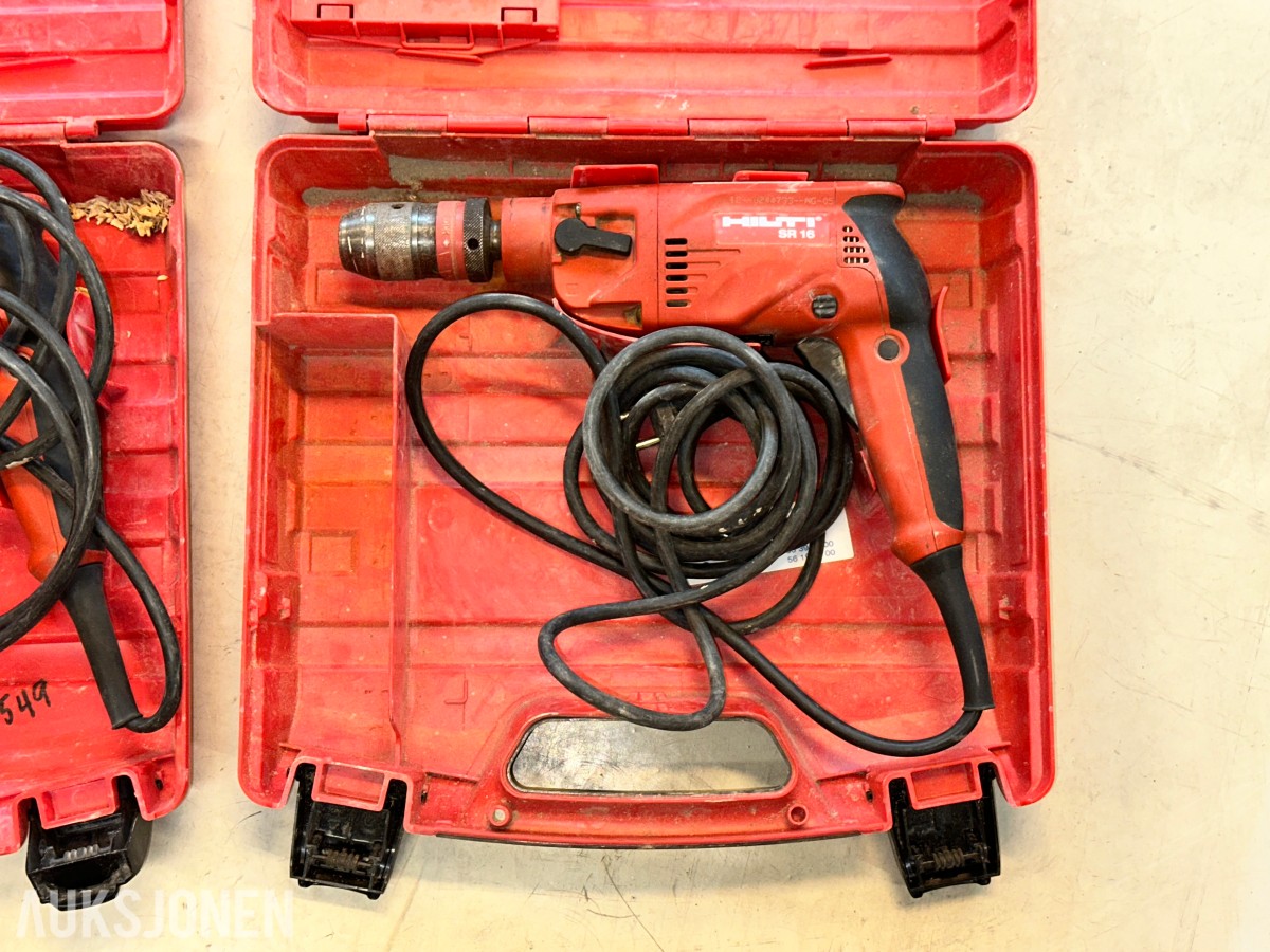 4 stk. Hilti boremaskiner med transportkofferter