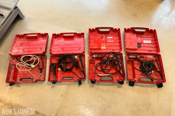 4 stk. Hilti boremaskiner med transportkofferter