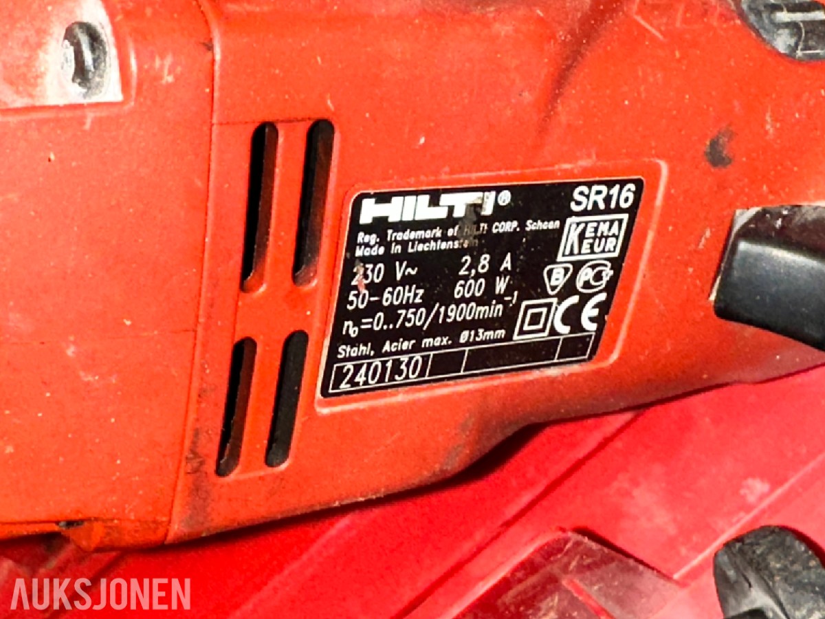 5 stk. Hilti SR16 slagdriller med kofferter og tilbehør