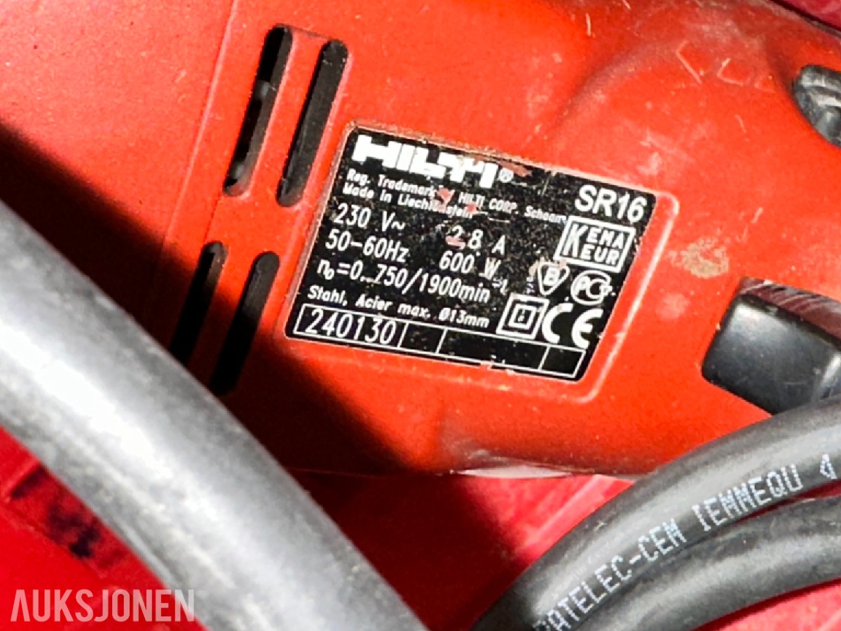 5 stk. Hilti SR16 slagdriller med kofferter og tilbehør