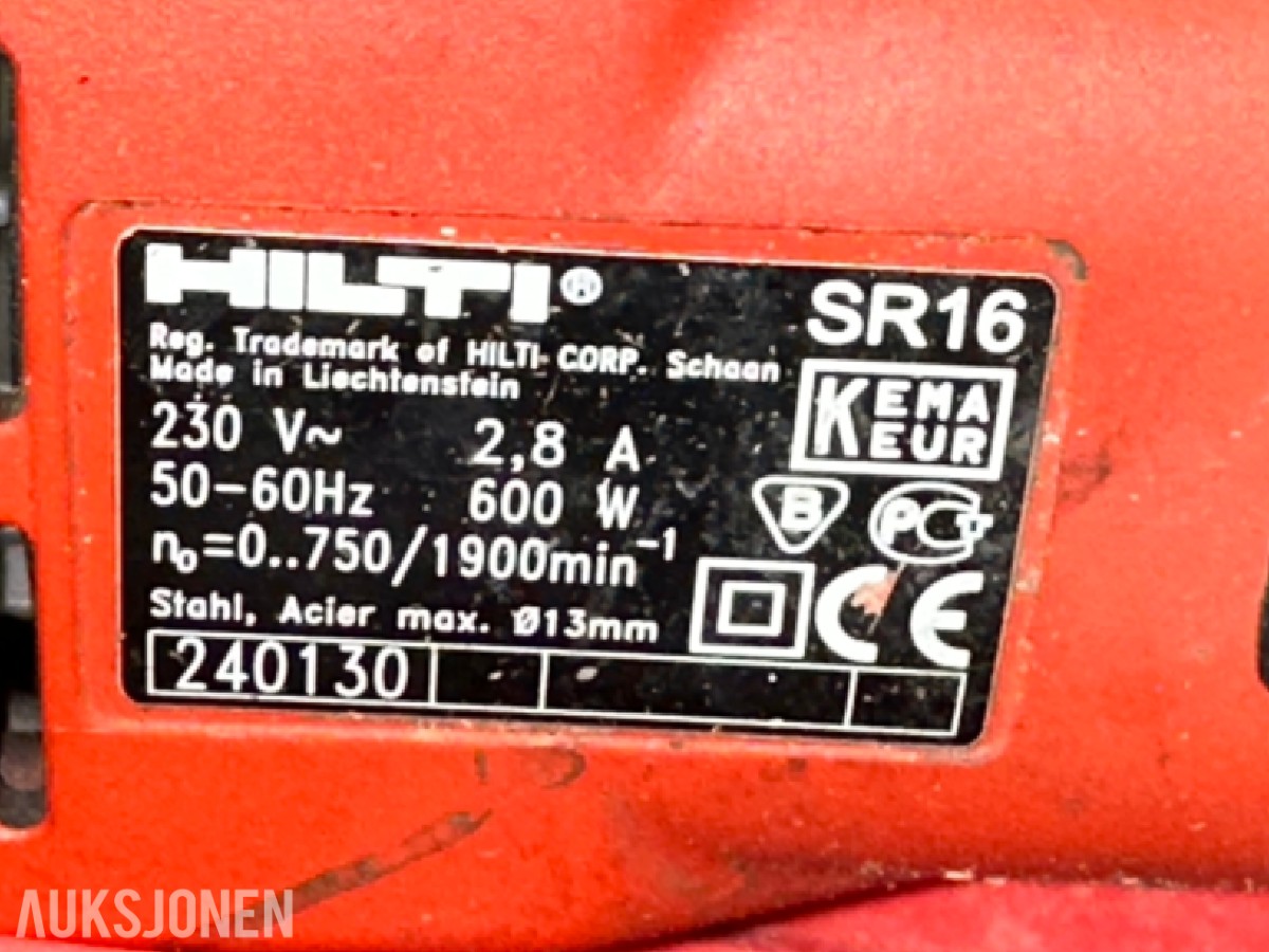 5 stk. Hilti SR16 slagdriller med kofferter og tilbehør