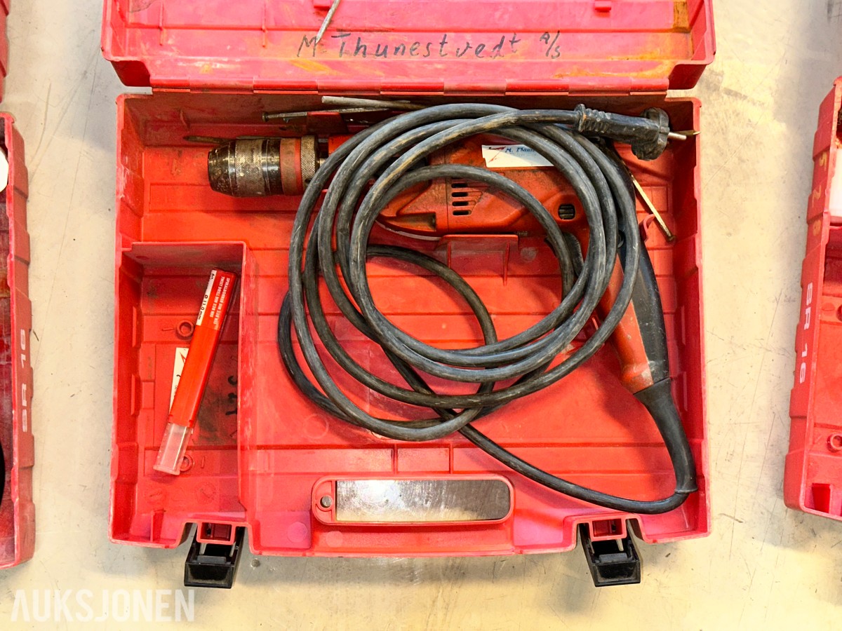 5 stk. Hilti SR16 slagdriller med kofferter og tilbehør