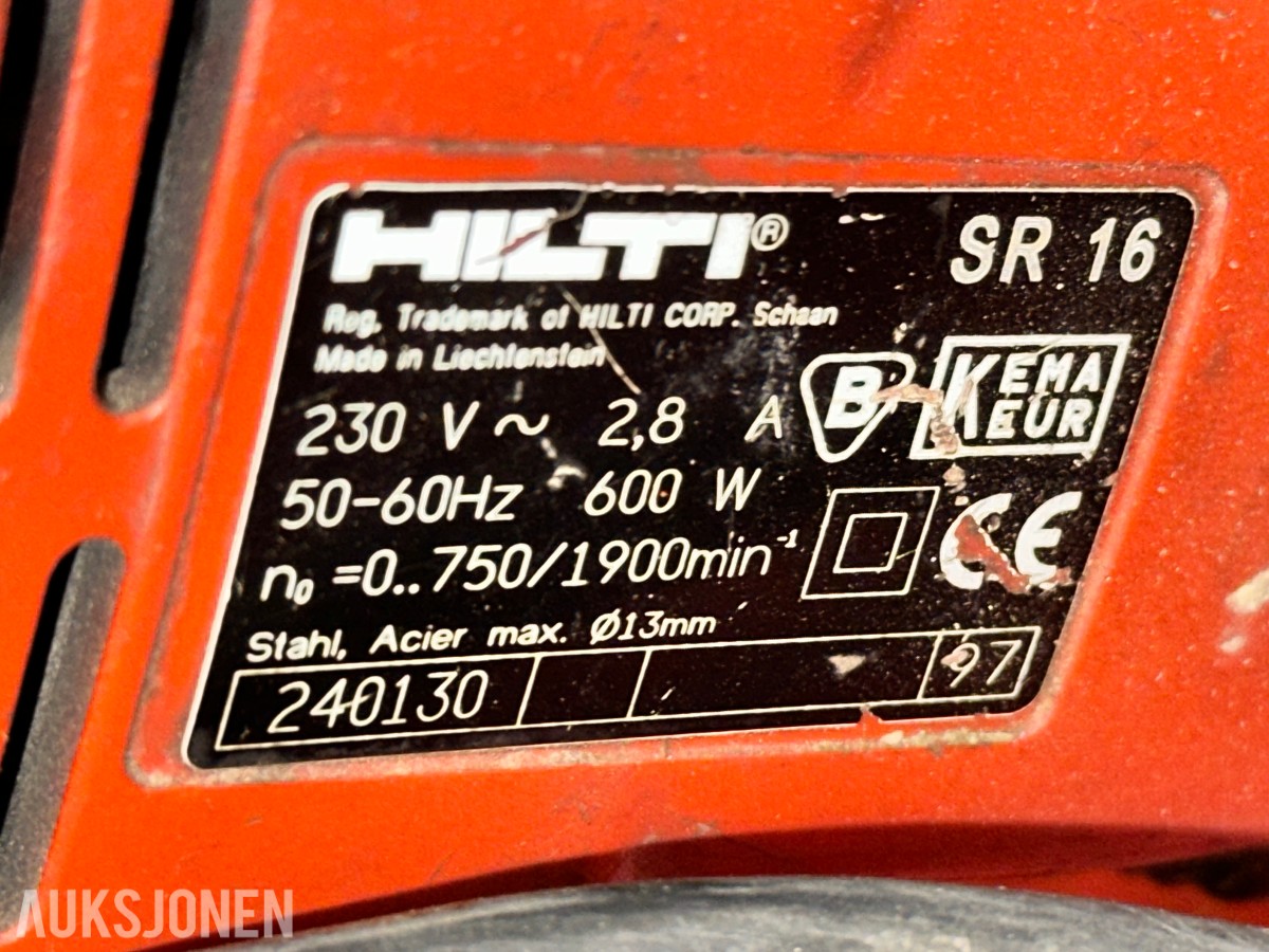 5 stk. Hilti SR16 slagdriller med kofferter og tilbehør