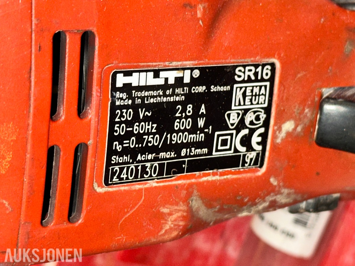 5 stk. Hilti SR16 slagdriller med kofferter og tilbehør