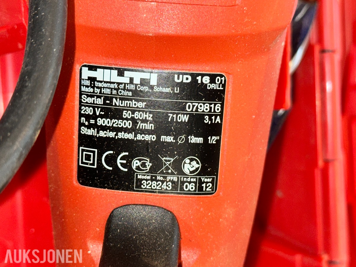 6 stk. Hilti UD 16 01 boremaskiner i koffert