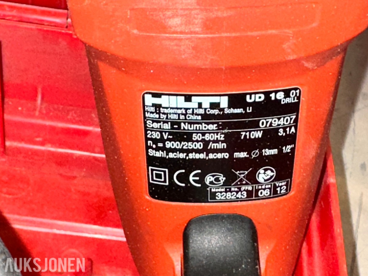 6 stk. Hilti UD 16 01 boremaskiner i koffert