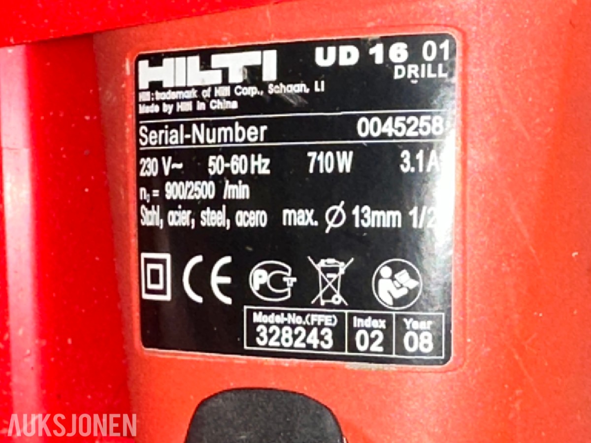 6 stk. Hilti UD 16 01 boremaskiner i koffert
