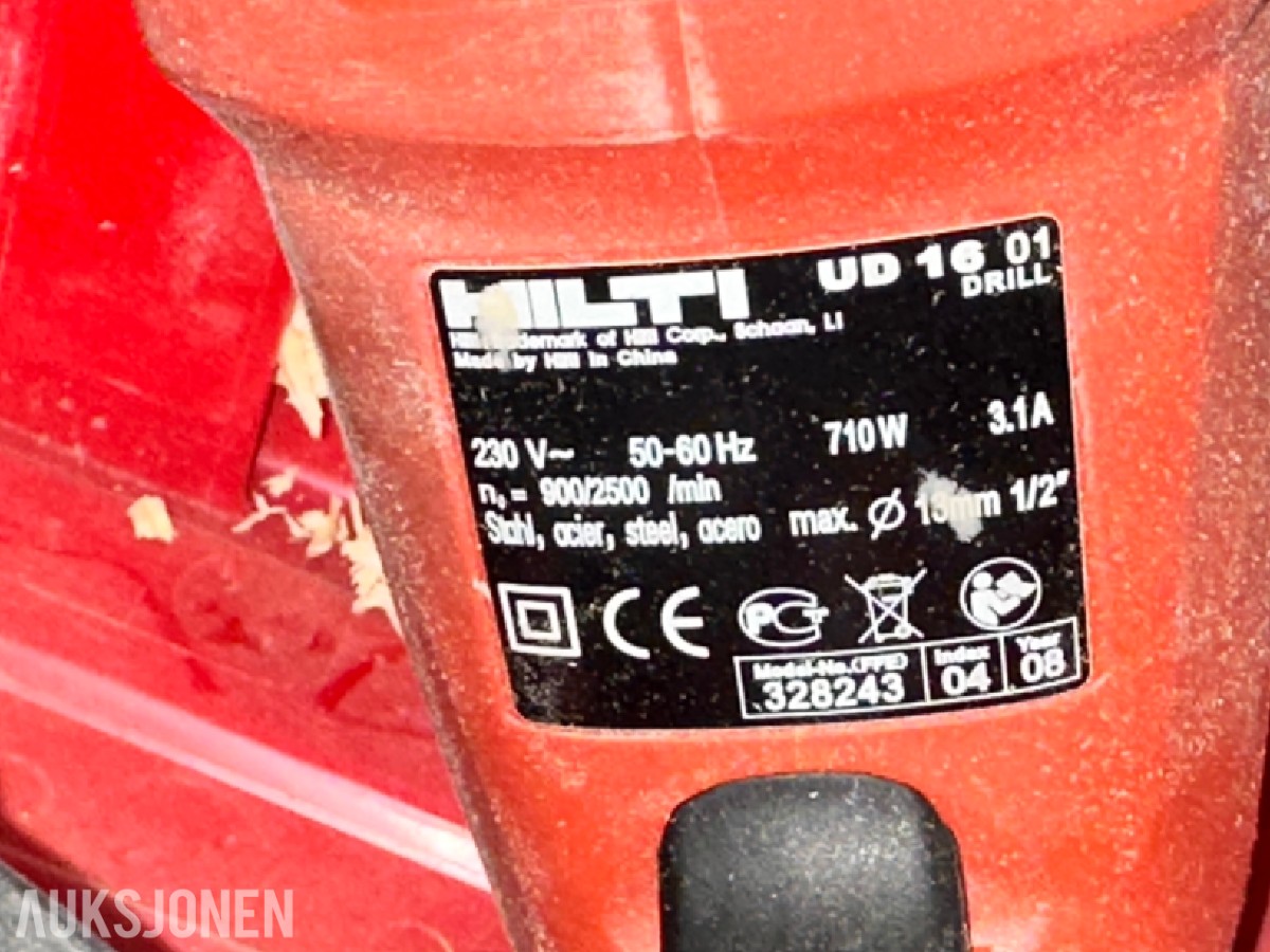 6 stk. Hilti UD 16 01 boremaskiner i koffert