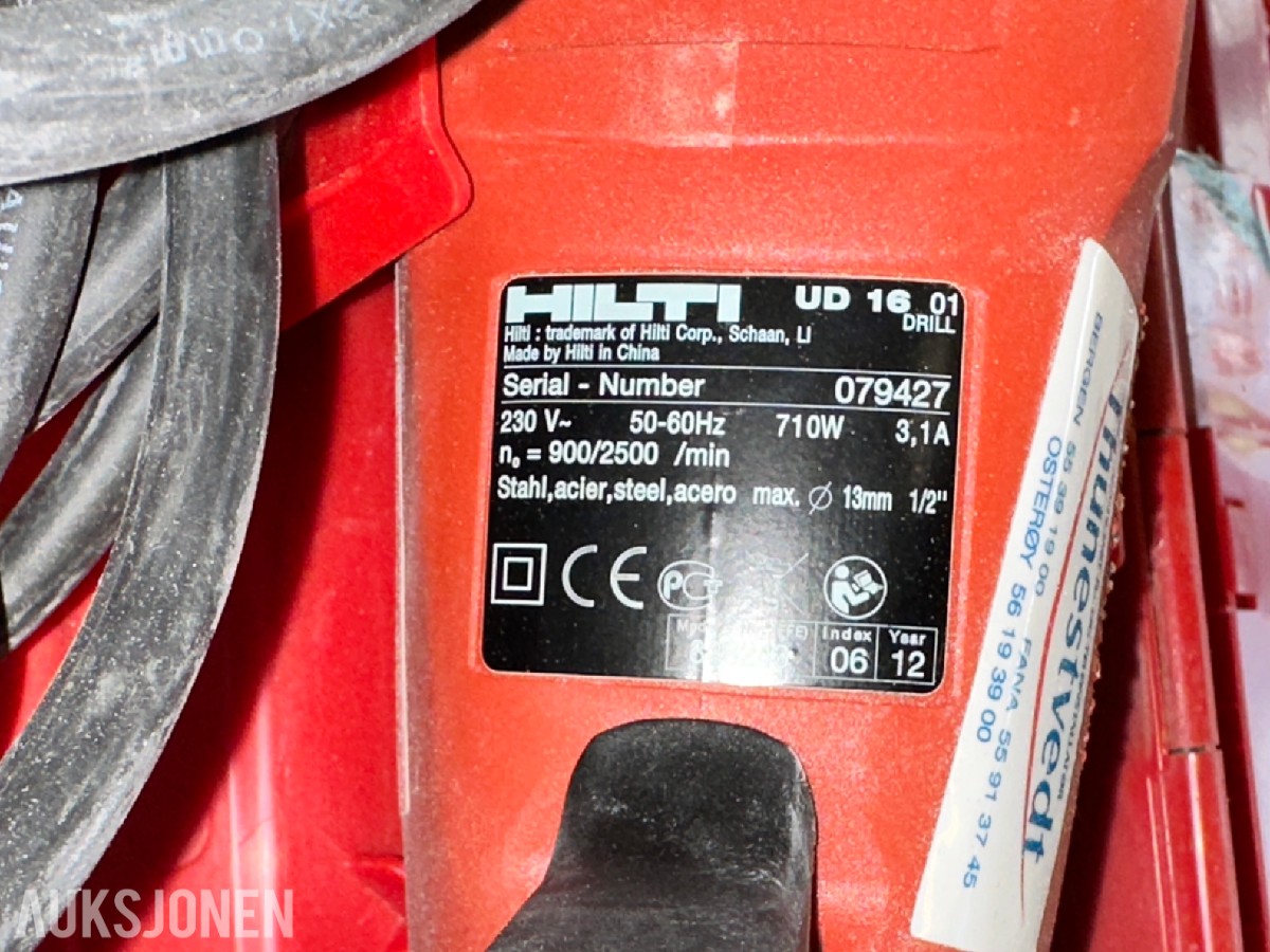 6 stk. Hilti UD 16 01 boremaskiner i koffert