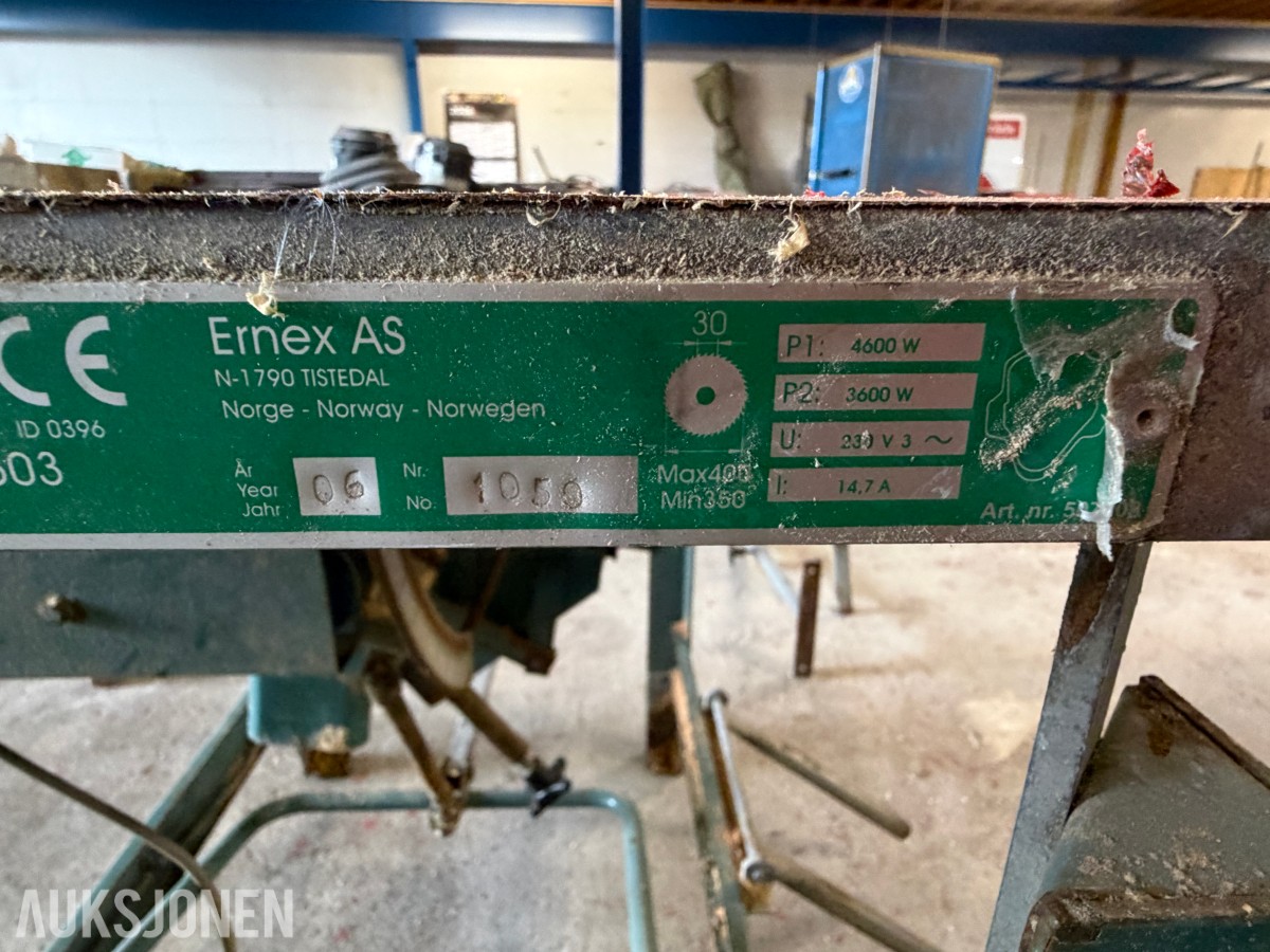 2006 ernex 1603 sirkelsag med bord og sponavsug
