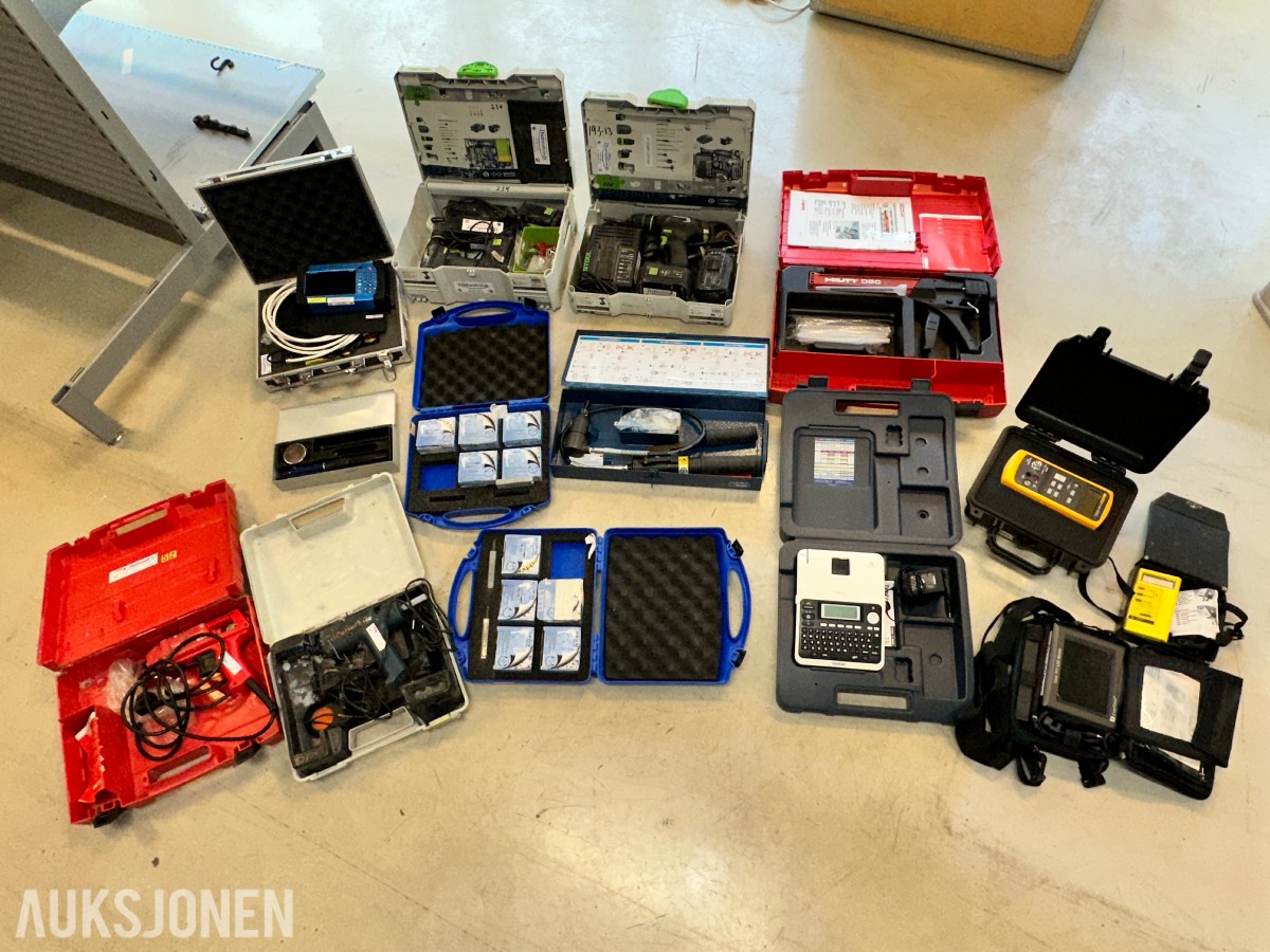 Stort parti verktøy og måleutstyr – Festool, Fluke, Hilti m.m.
