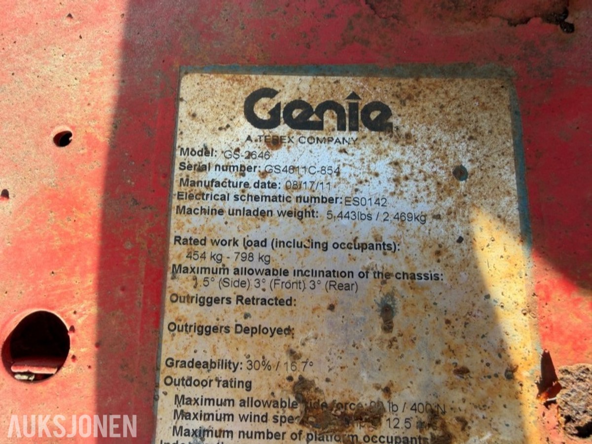 Genie GS-2646 Sakselift - 231 timer