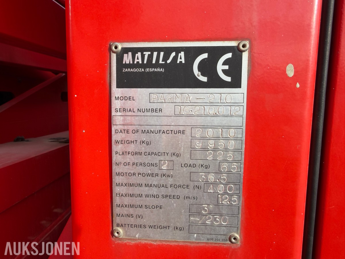 2010 Matilsa Parma 210 Bomlift - 2704 timer