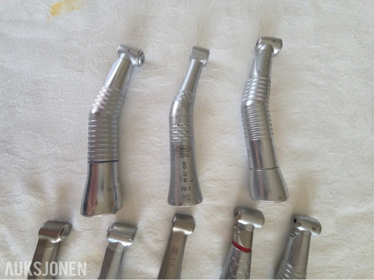 8 stk. dentale håndstykker / vinkelstykker – NSK, W&H m.fl.