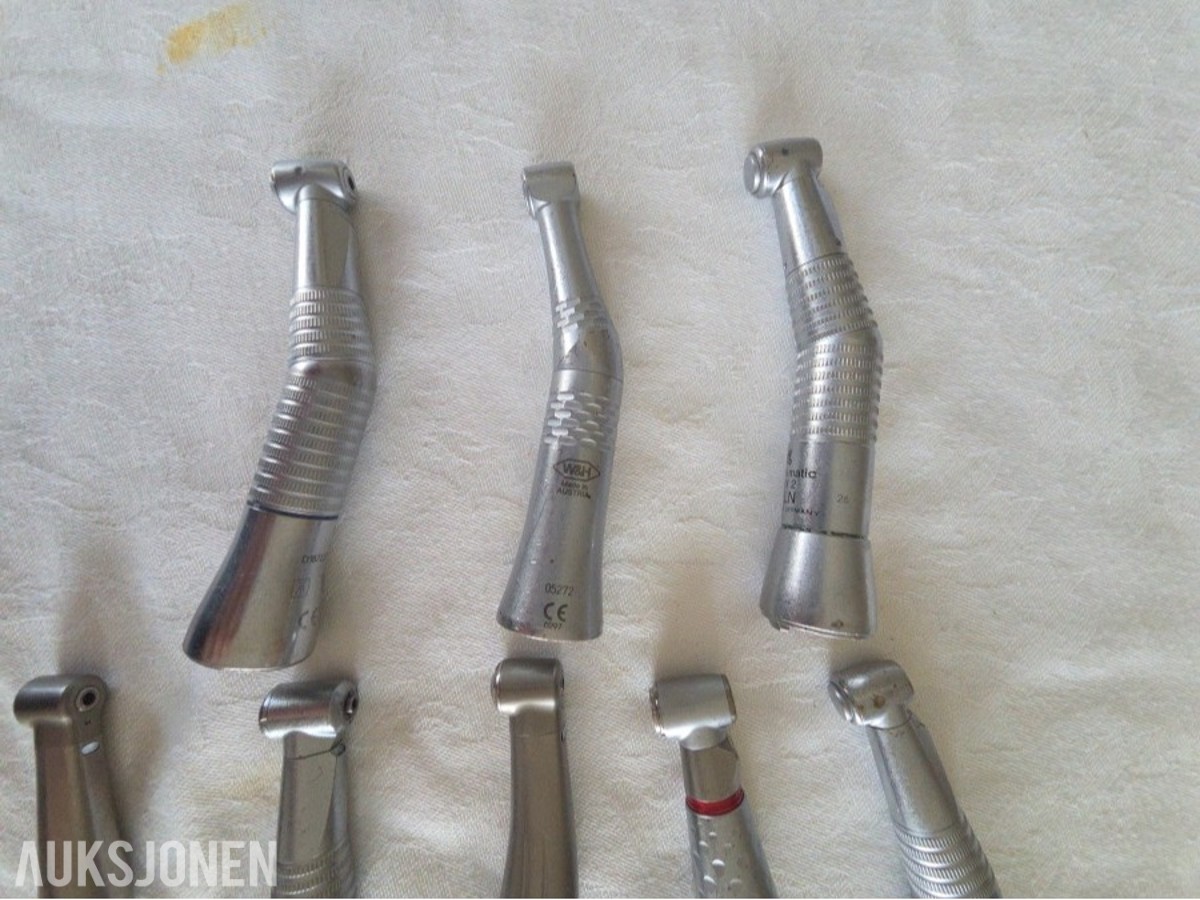8 stk. dentale håndstykker / vinkelstykker – NSK, W&H m.fl.