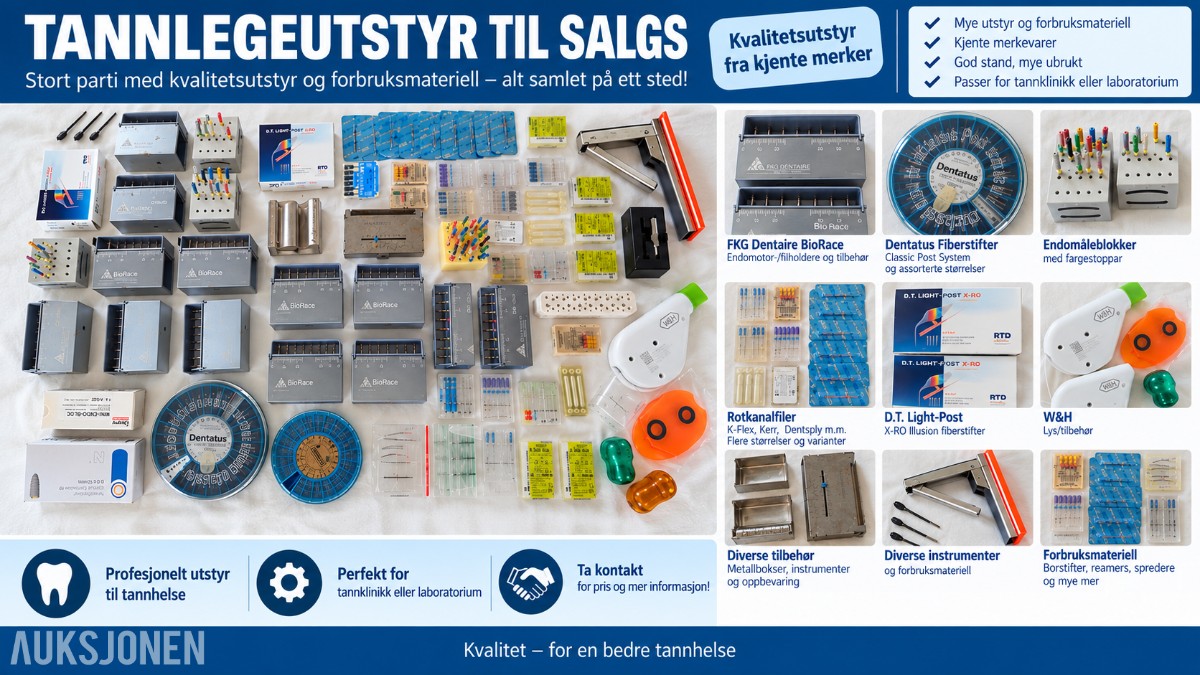 Tannlegeutstyr og endodontisk utstyr – BioRace, Dentatus, Dentsply, K-Flex m.m.