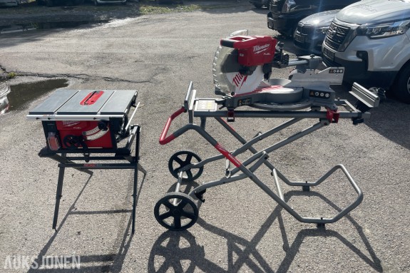 Milwaukee M18 FTS210 bordsag og M18 FMS305 kapp-/gjærsag med stativer