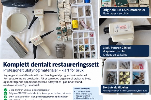 Dentalutstyr med Pentron Clinical dispensere, 3M ESPE kroner og VITA fargeskala