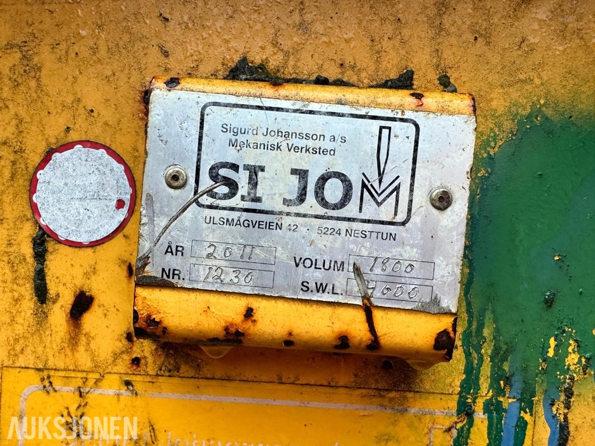 2011 SIJO løftecontainer 1600 liter, SWL 5000 kg