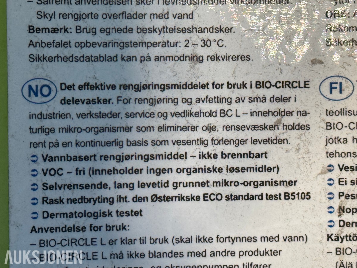 Bio-Circle Delevasker med 60L kjemikalie
