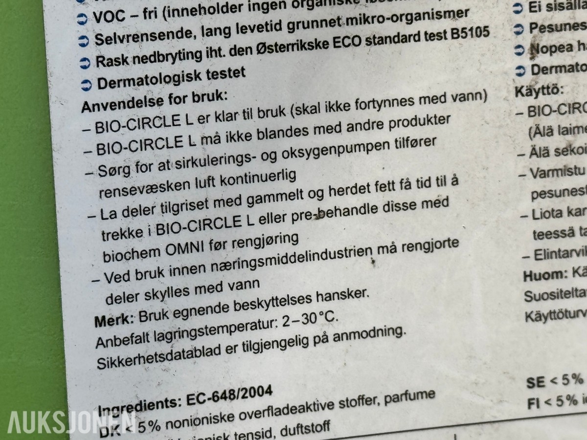 Bio-Circle Delevasker med 60L kjemikalie