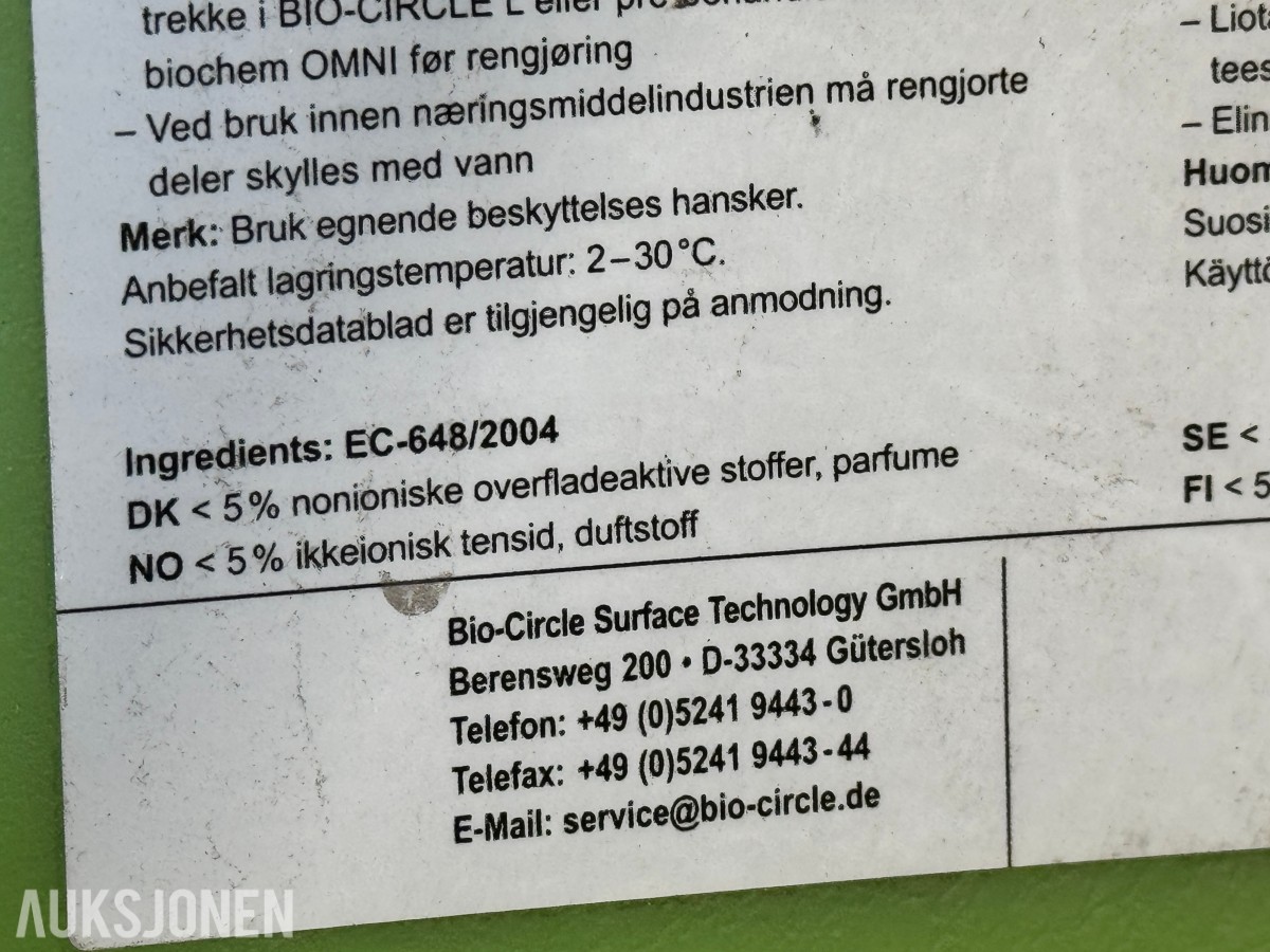 Bio-Circle Delevasker med 60L kjemikalie