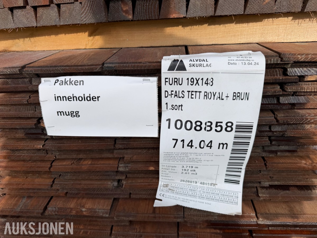 19 x 148 mm. Dobbeltfals kledning. Inneholder mugg