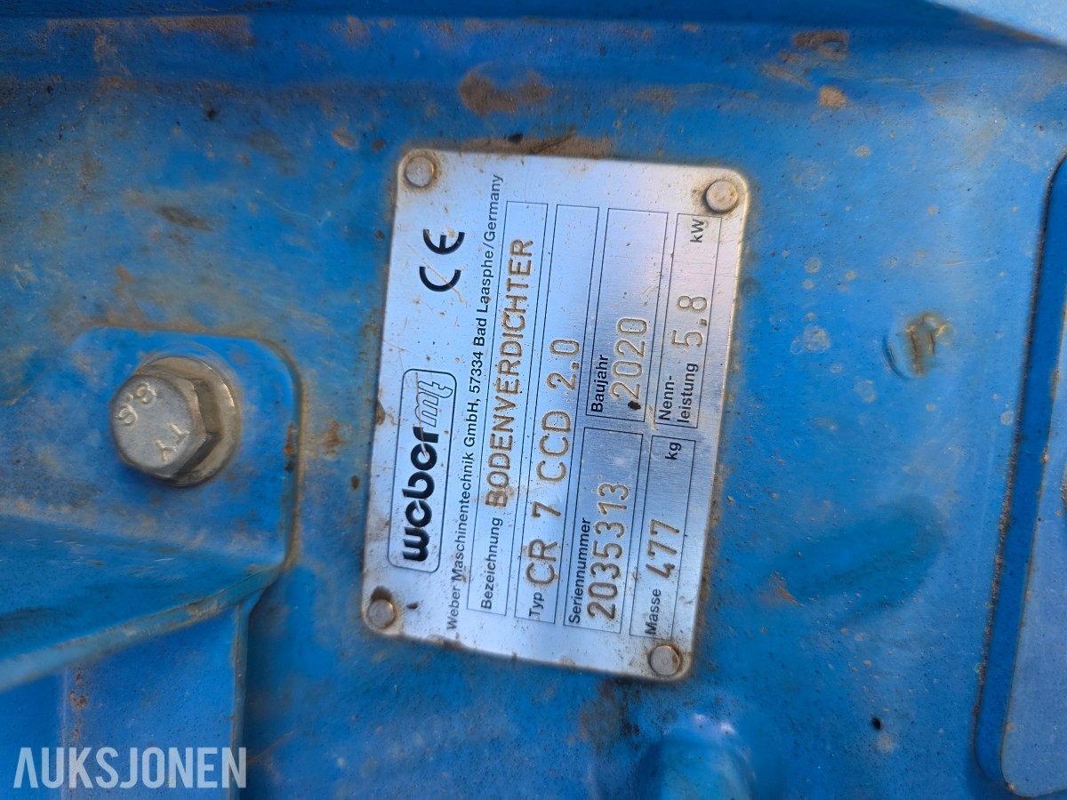 2020 Weber CR 7 CCD 2.0 vibroplate