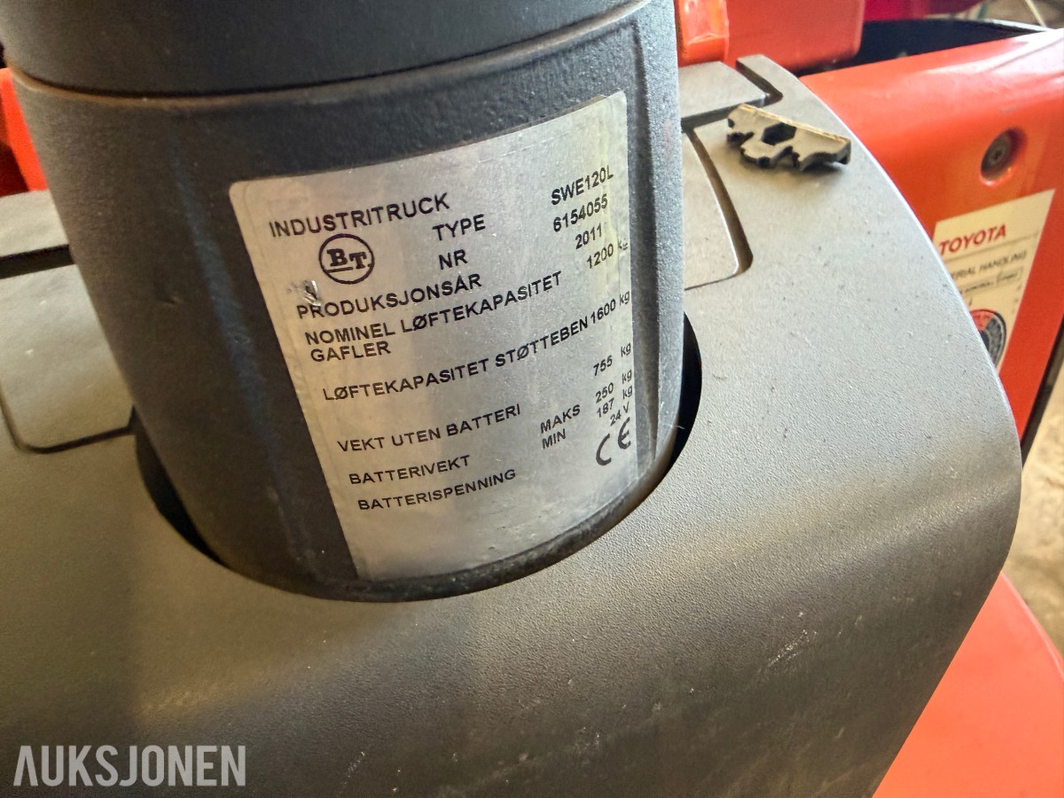 2011 BT SWE120L ledestabler, 24V, løftehøyde 3300 mm