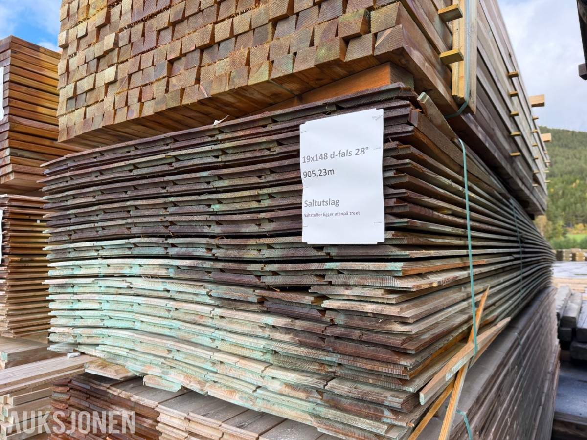 19 x 148 mm. Dobbeltfals Kledning 28 grader. Saltutslag