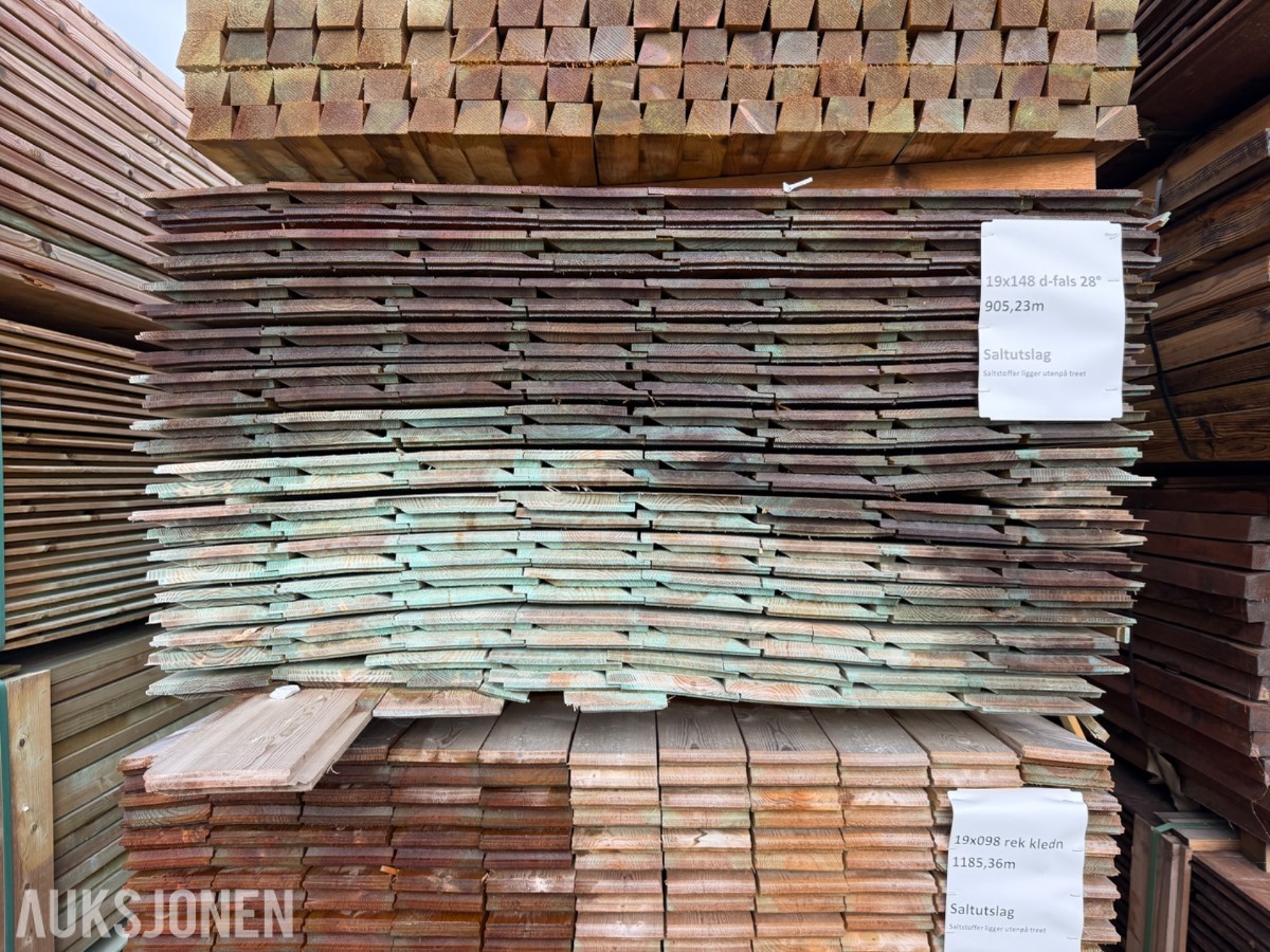 19 x 148 mm. Dobbeltfals Kledning 28 grader. Saltutslag