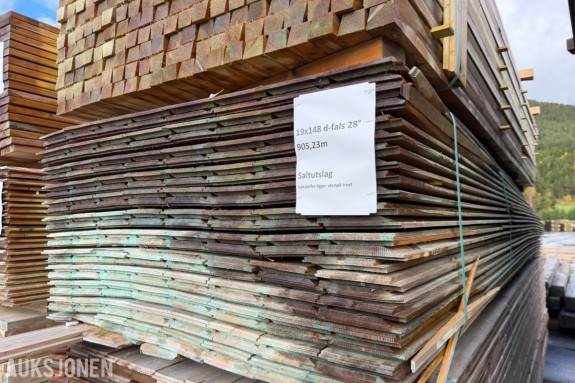 19 x 148 mm. Dobbeltfals Kledning 28 grader. Saltutslag