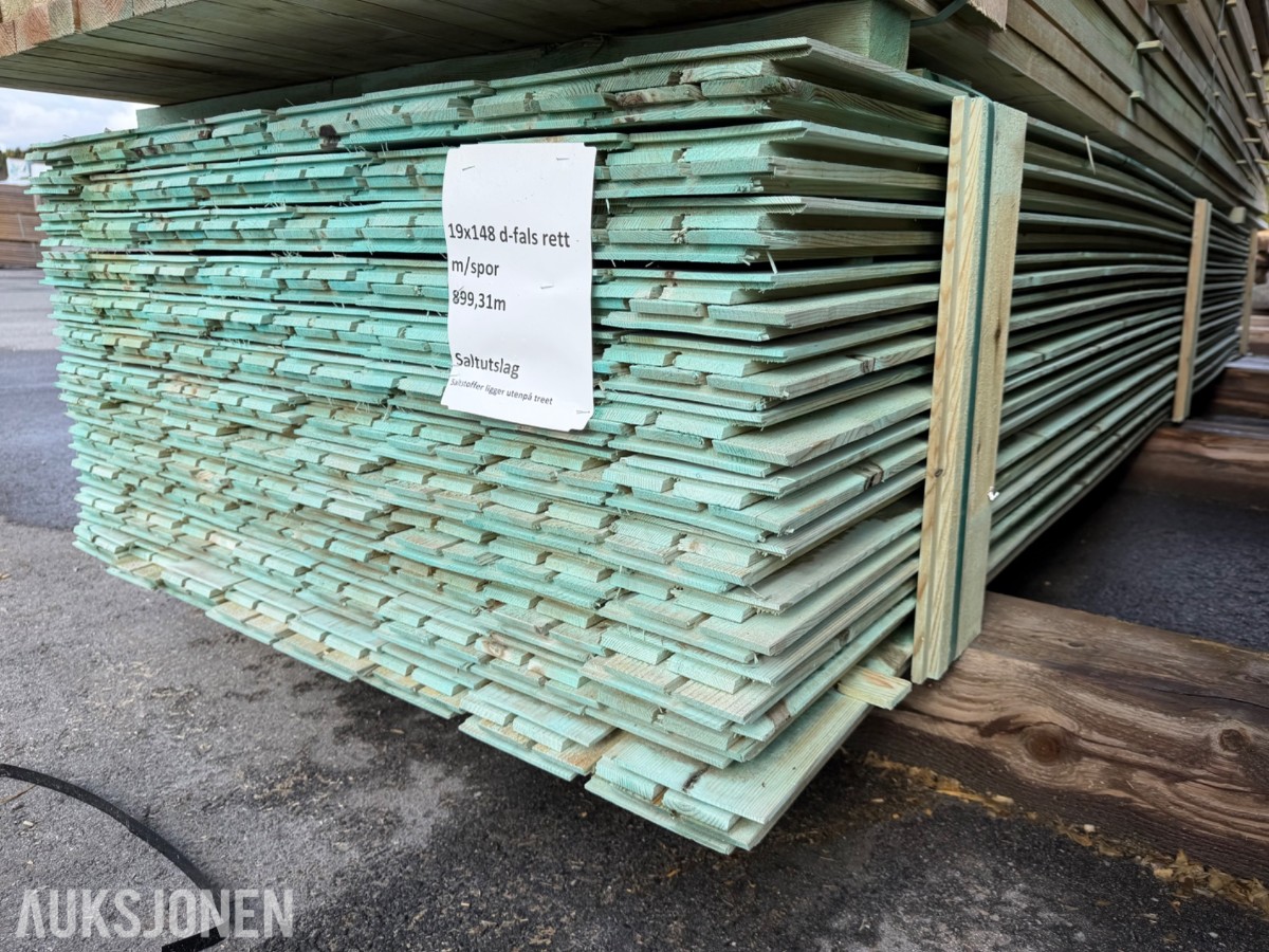 19 x 148 mm. Dobbeltfals Kledning. Rett m/spor. Saltutslag
