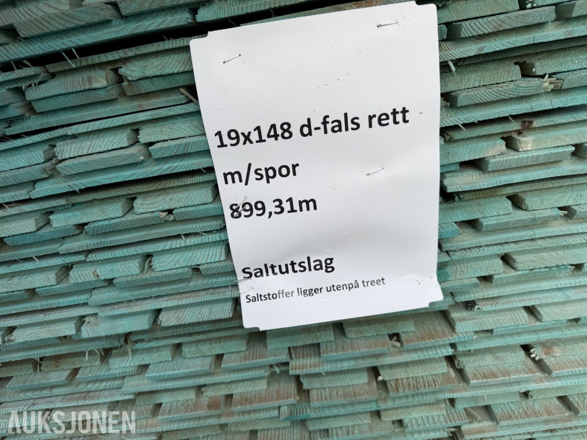 19 x 148 mm. Dobbeltfals Kledning. Rett m/spor. Saltutslag