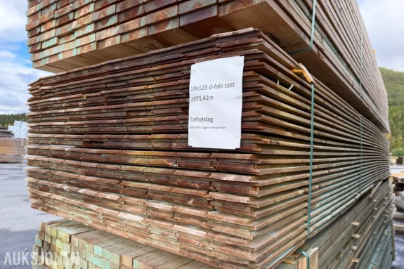 19 x 123 mm. Dobbeltfals kledning tett. Saltutslag