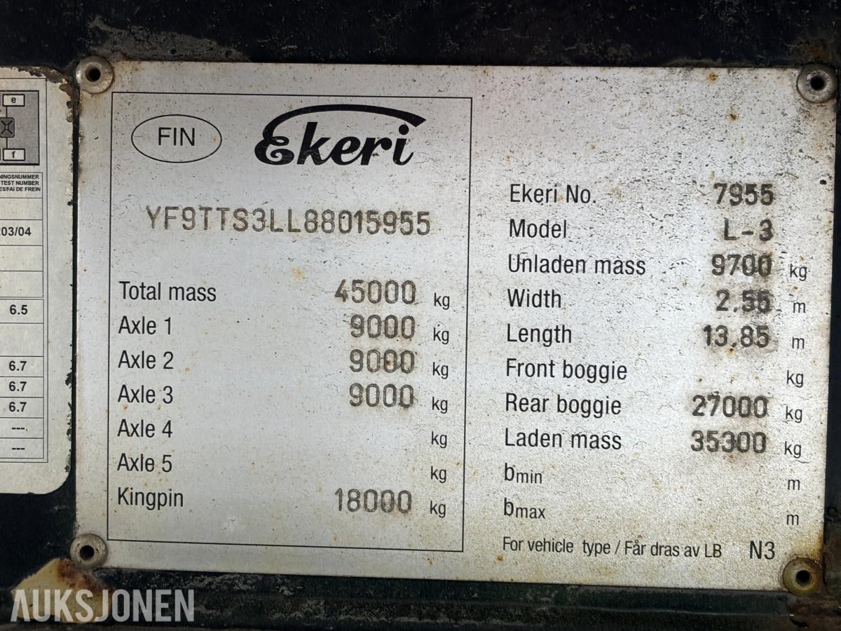 2008 Ekeri L3 skapsemitrailer, full sideåpning