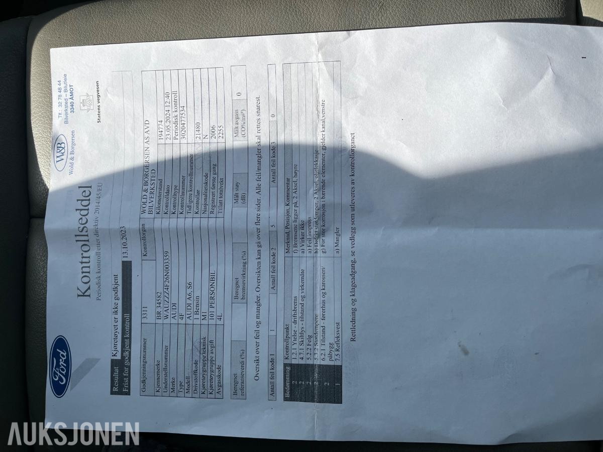 2006 Audi A6 2.4 Bensin 177HK Automat, Reparasjonsobjekt