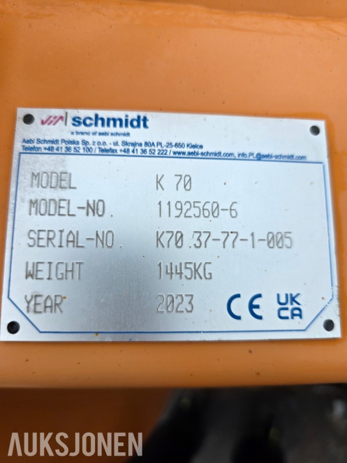 2023 Schmidt/tellefsdal K70 snøplog-Brøyteplate feste