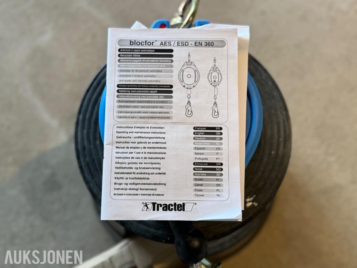2026 Tractel fallsikringsblokk - Blocfor selvtilbaketrekkende Blocfor AES-serie