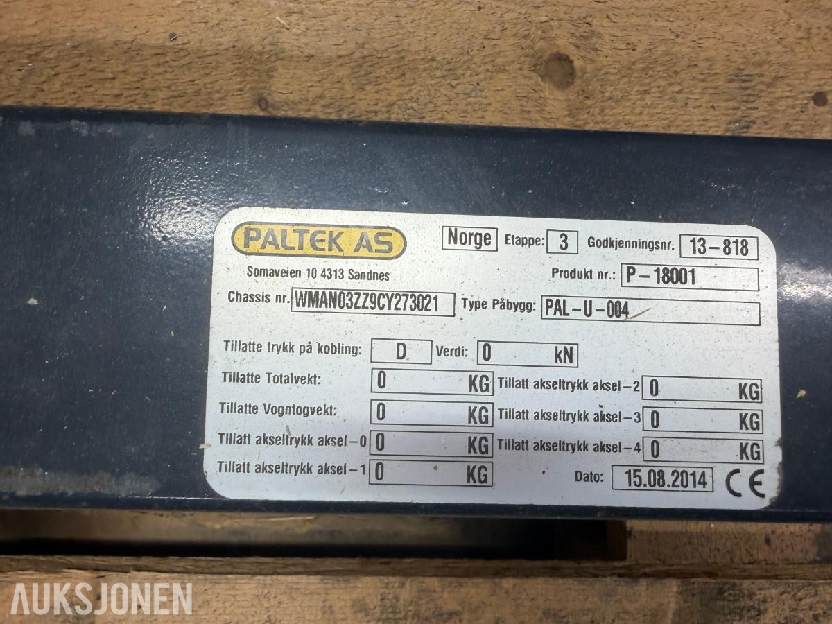 2014 Paltek PAL-U-004 underkjøringshinder - 2 stk. fester