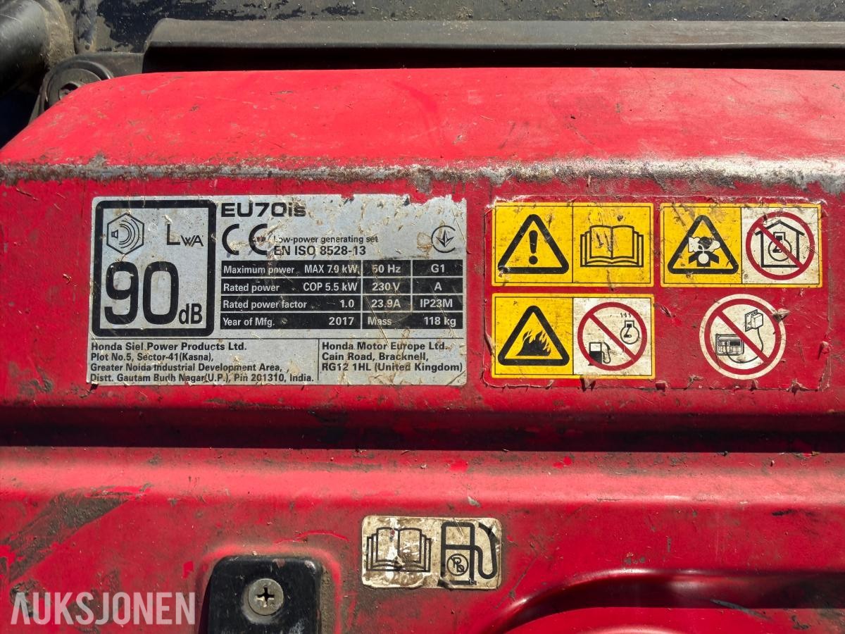 2017 Honda EU70is strømaggregat 7,0 kVA