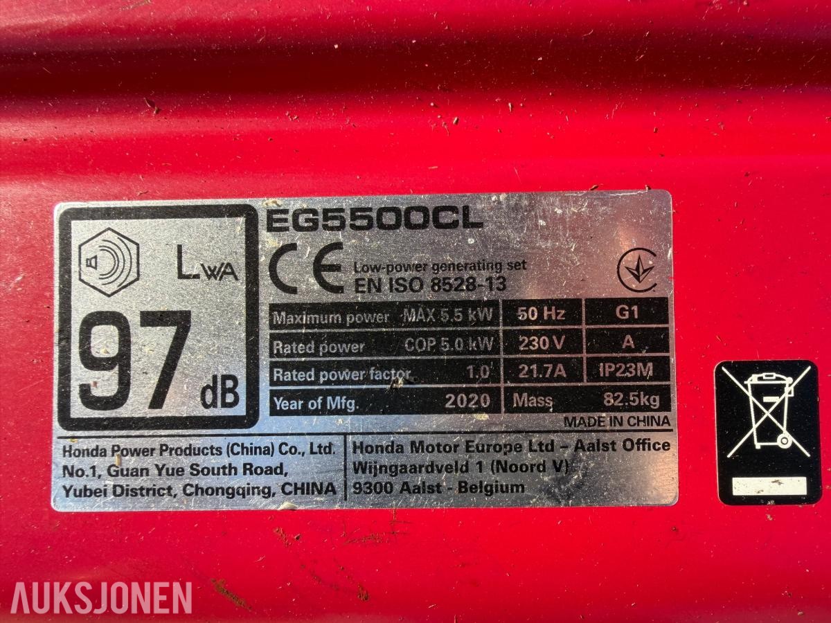 2020 Honda EG5500CL strømaggregat 5,5 kW
