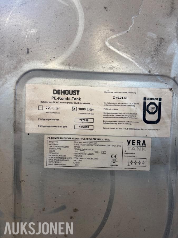 2018 Dehoust PE-Kombi oljetank 1000l