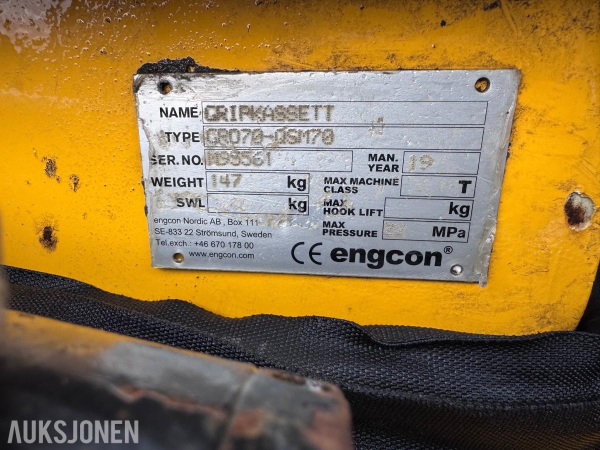 2019 Engcon GRO70-QSM70 HYDRAULISK GRIPEKASSETT TIL ROTORTILT / TILTROTATOR